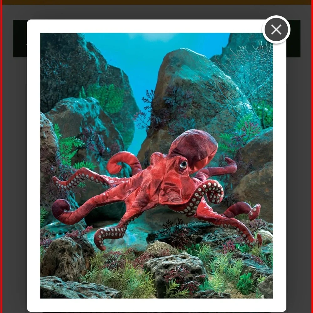 Folkmanis Red Plush Octopus hand puppet